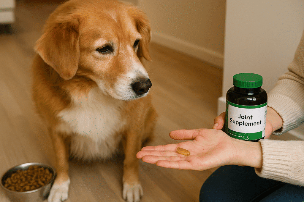 Managing Arthritis in Dogs
Dog receiving joint supplements for arthritis, showing natural remedy care.