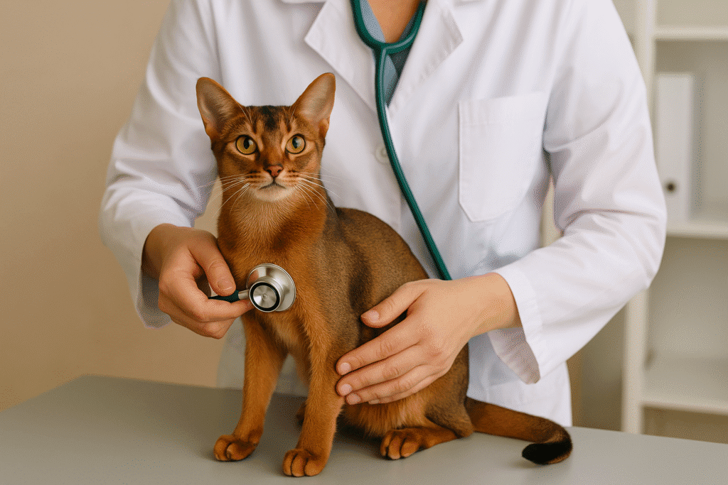 Abyssinian Cat Breed Guide
Abyssinian cat at vet checkup, symbolizing health awareness and preventive care.