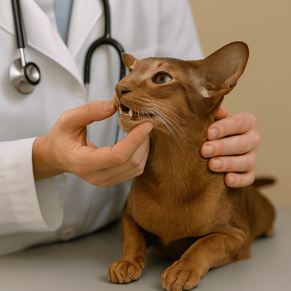 Oriental Shorthair Cat Guide
Vet examining Oriental Shorthair cat, emphasizing preventive health care.