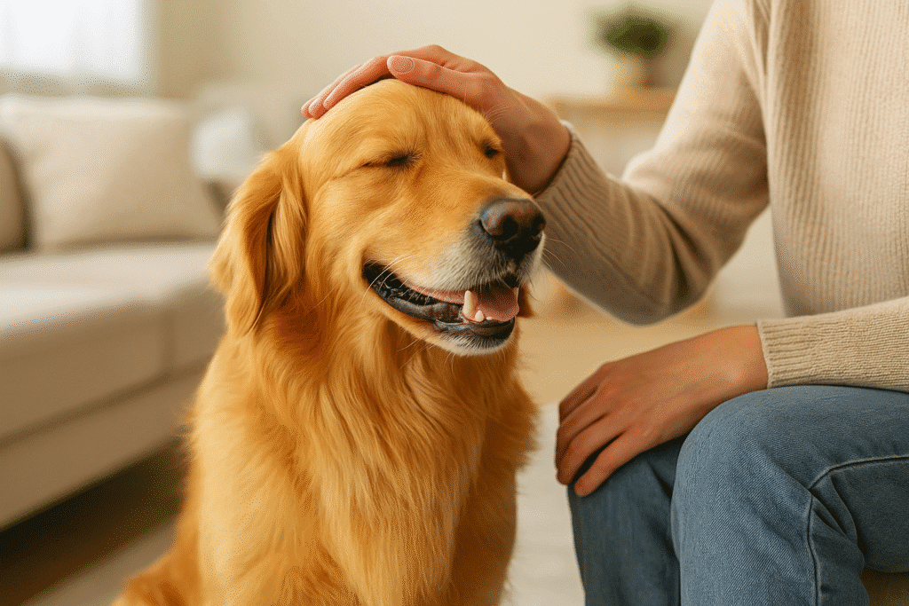 Best Omega-3 Supplements for Dogs
Dog with shiny coat being petted, showing skin and coat benefits of omega-3.