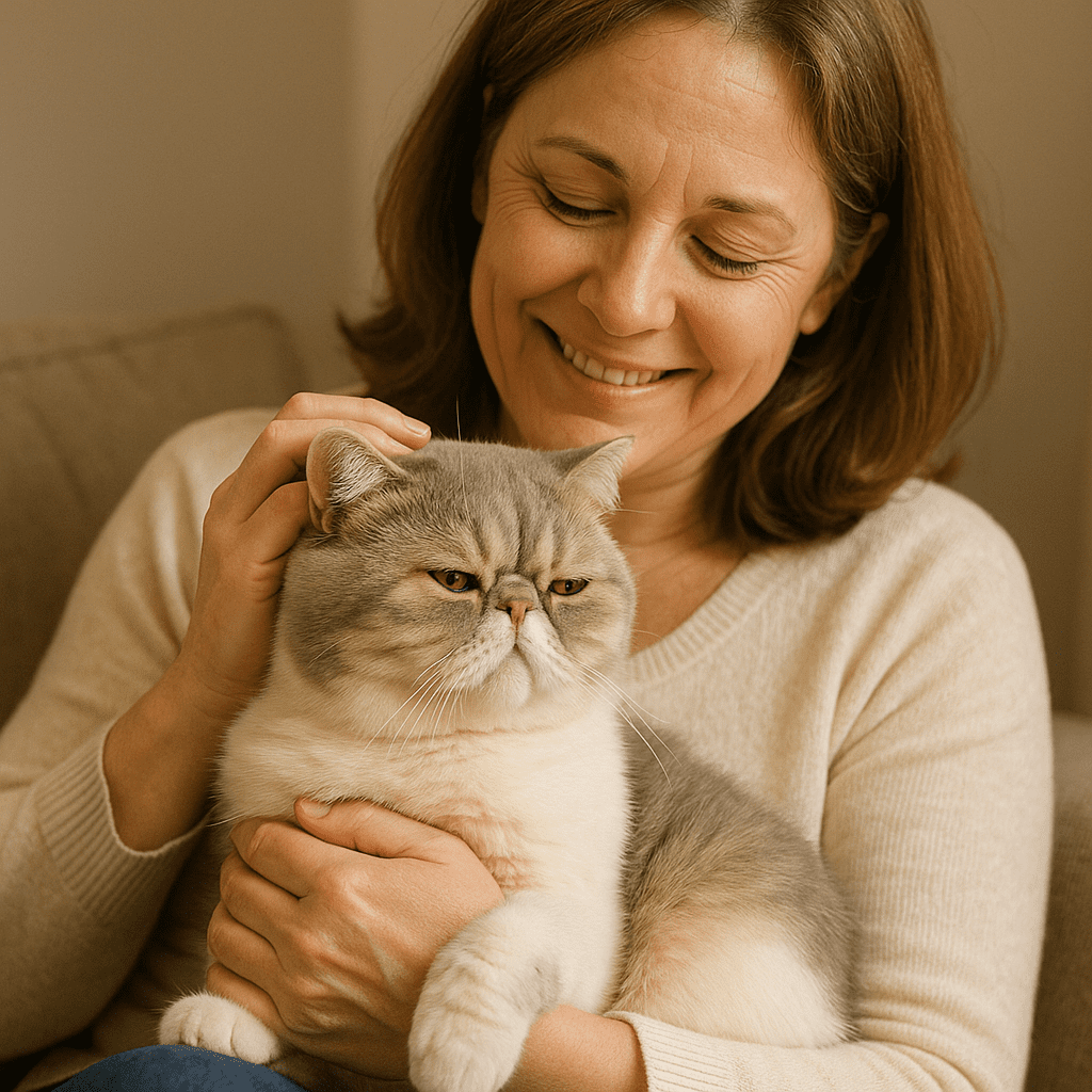 Exotic Shorthair Cat Guide
Exotic Shorthair Cat cuddling with owner, symbolizing affectionate personality