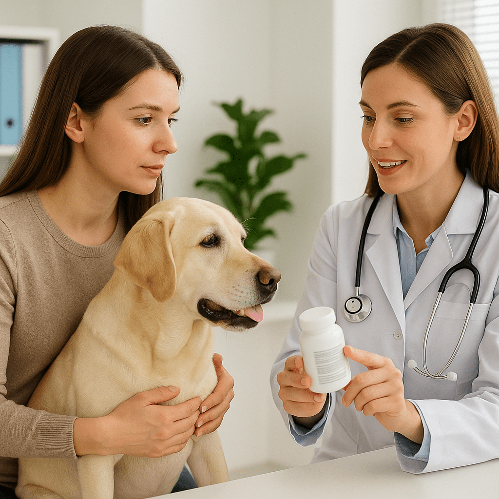 Best Dog Joint Supplements
Veterinarian discussing joint supplements with a dog owner, emphasizing safe, vet-guided choices.