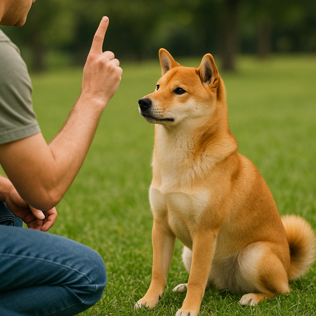 Shiba Inu Temperament
Owner training a Shiba Inu outdoors with positive reinforcement.