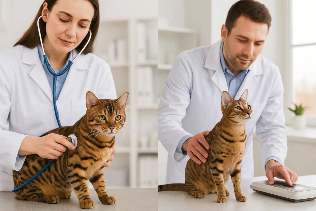 Bengal vs Savannah Cat
Veterinarian examining Bengal and Savannah cats during a health checkup.