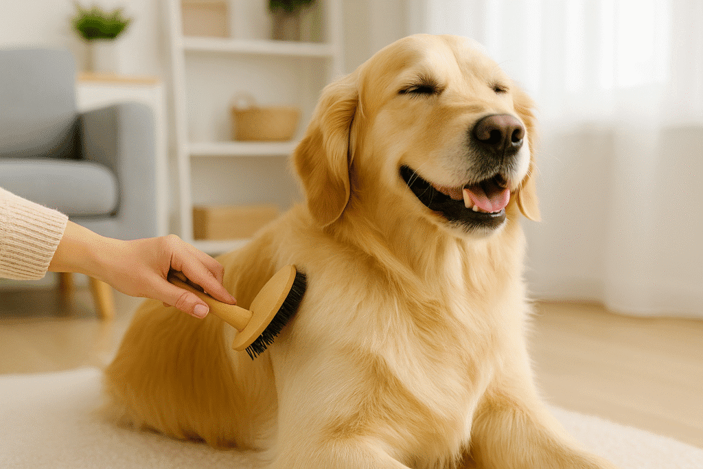 Best Dog Multivitamins
Dog with shiny coat being groomed, highlighting skin and coat benefits of multivitamins.