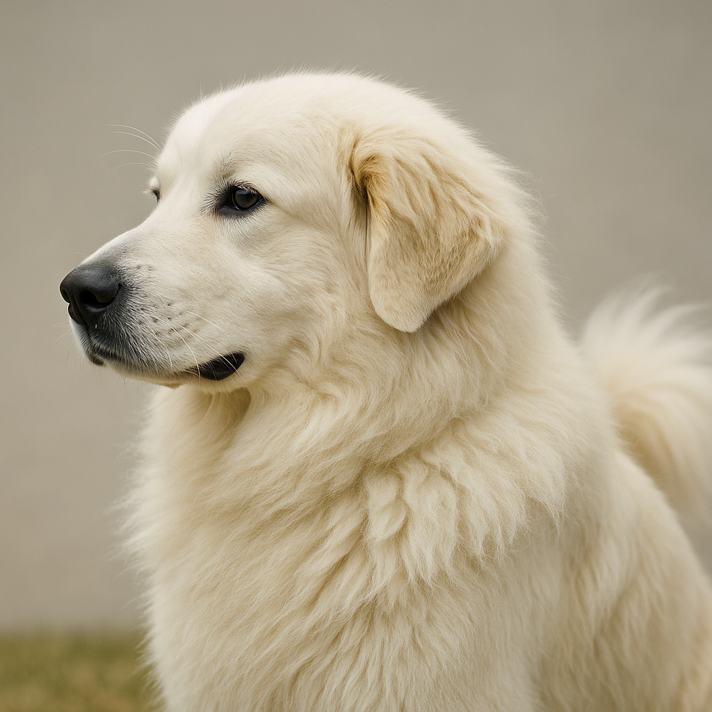 Great Pyrenees Care Guide
Close-up of a Great Pyrenees showing dense double coat, dark eyes, and plume tail.