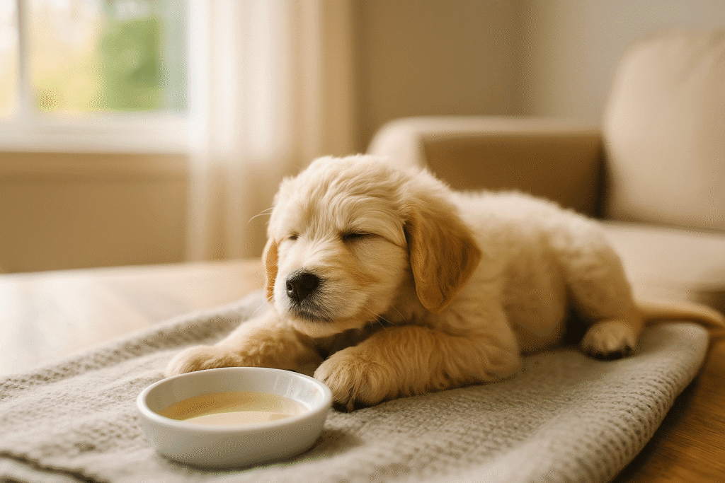 Dog Cough Remedies
Dog resting peacefully on a blanket in a calm, sunlit room during recovery from cough.