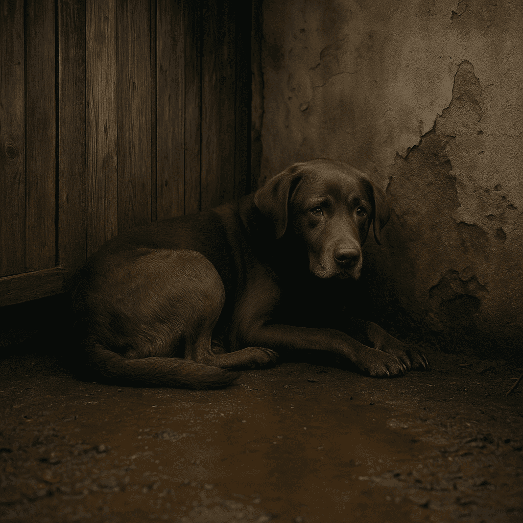 Blind Dog Rescue Story
Blind neglected dog hiding behind an abandoned barn, representing loneliness and neglect before rescue.