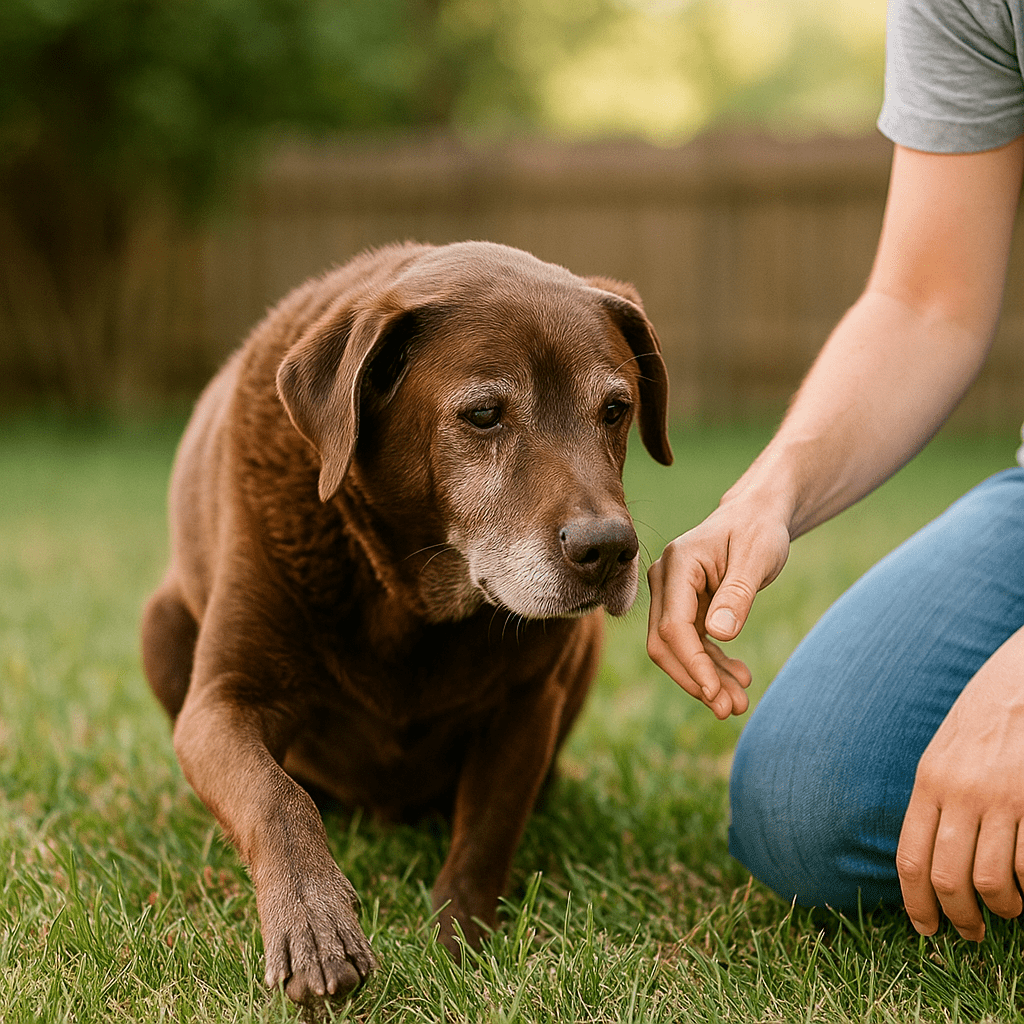 Blind Dog Rescue Story
Blind dog exploring safely outdoors guided by caretaker, symbolizing healing and trust.