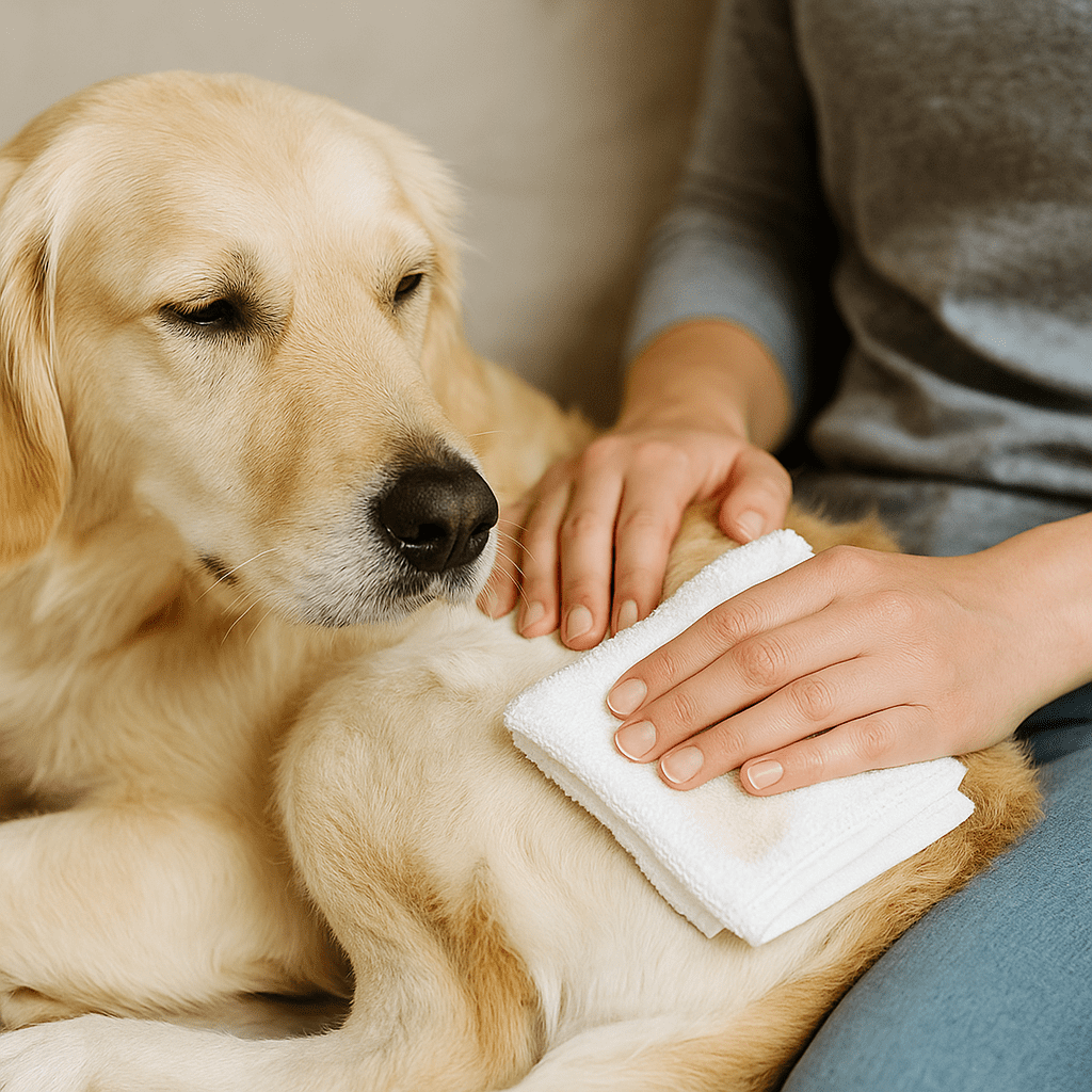 Dog Itchy Skin Remedies
Pet owner applying a cool compress to a dog’s hot spot for fast home itch relief.