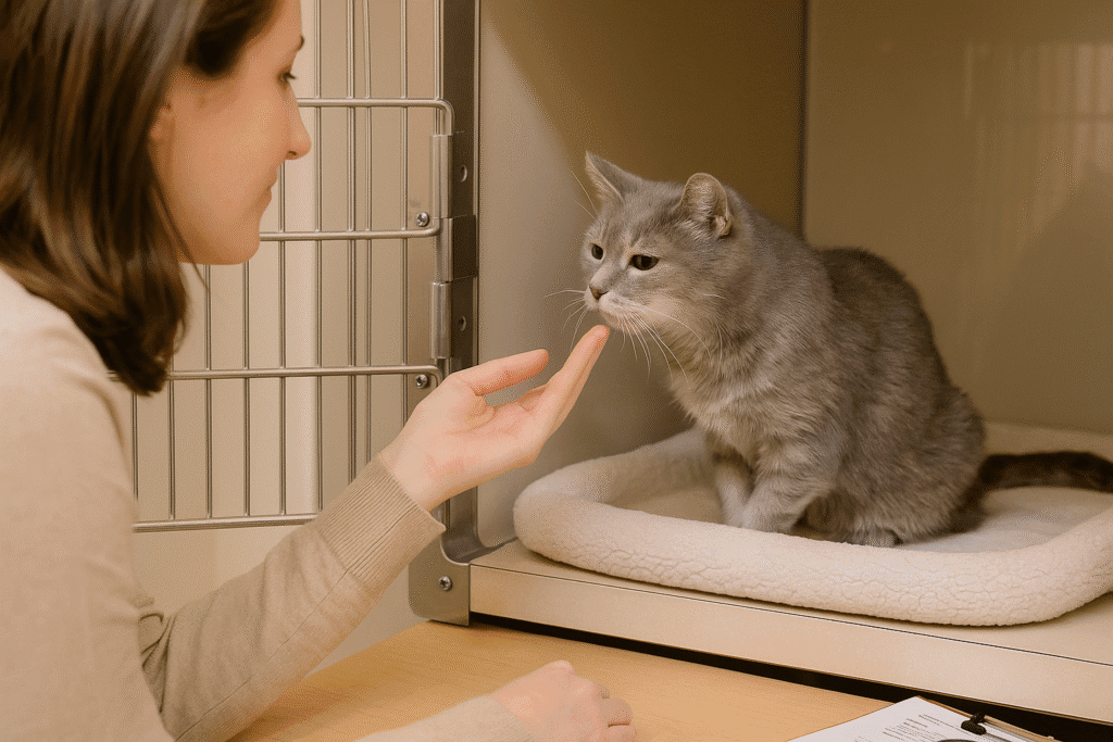 Rescued Senior Cat
First gentle meeting between adopter and senior cat, capturing the start of trust.