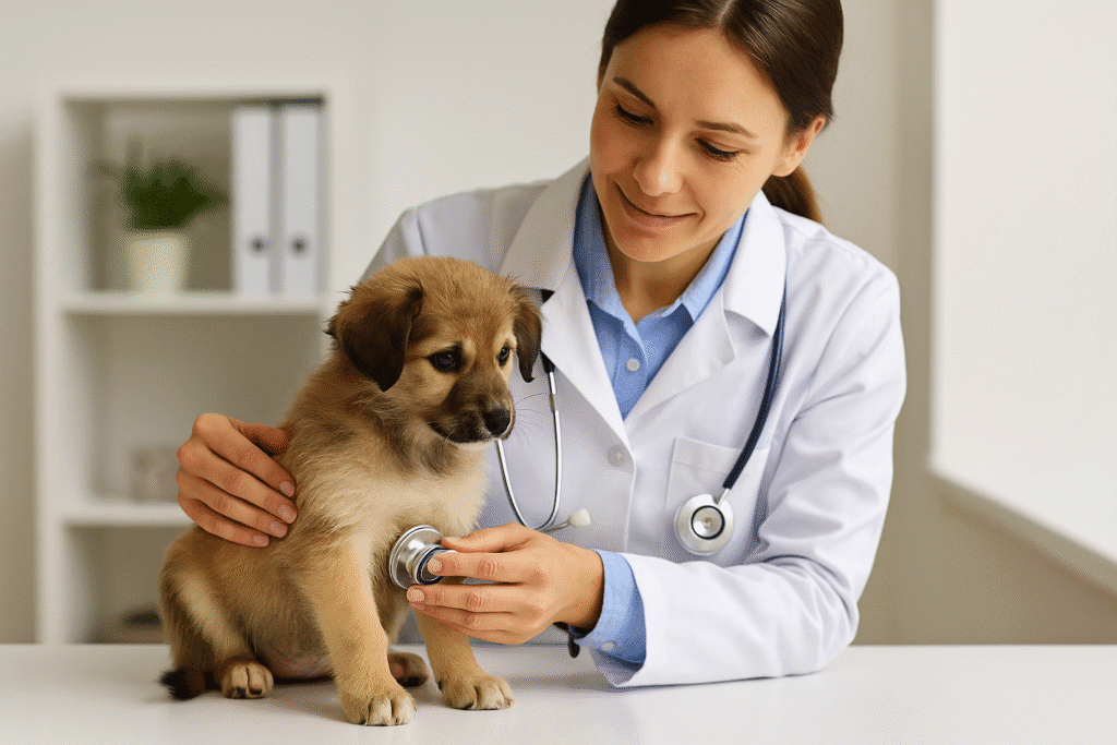 Stray Puppy Rescue
Veterinarian examining rescued puppy during initial medical care.