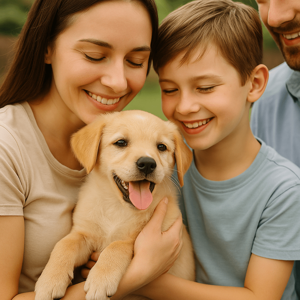 Stray Puppy Rescue
Rescued puppy with new family, symbolizing joyful adoption.