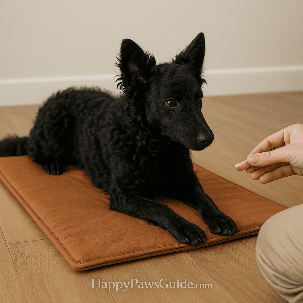 Mudi training—calm mat “go to bed” behavior for impulse control at home