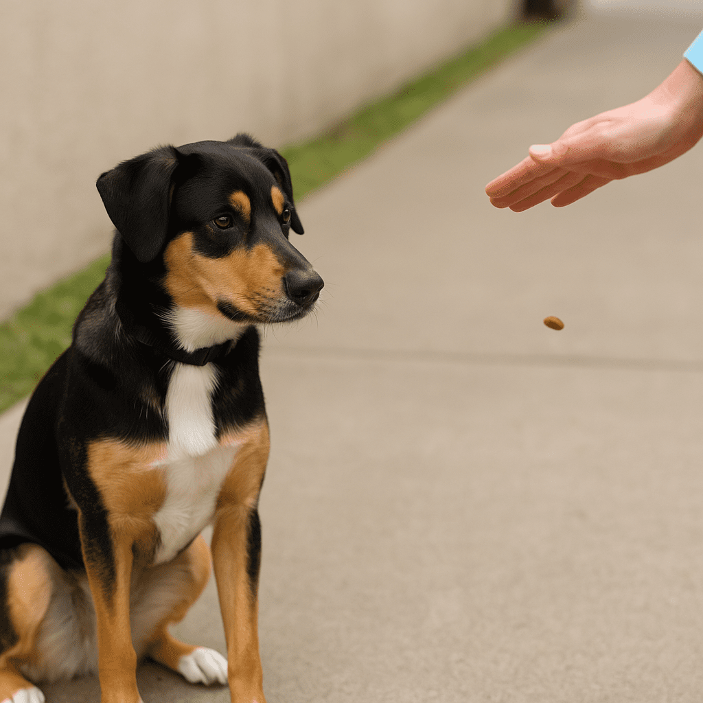 teach leave it
Dog ignoring a lightly dropped item during Day-3 “surprise drop” Leave It proofing.